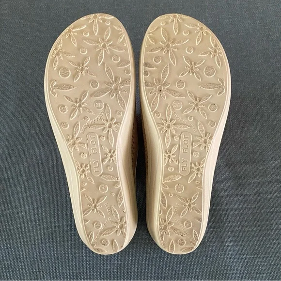 Fly Flot Clog Slip-on Mule Tan Mesh Comfort Anti-shock Anatomic Size US 7.5 - Picture 7 of 11